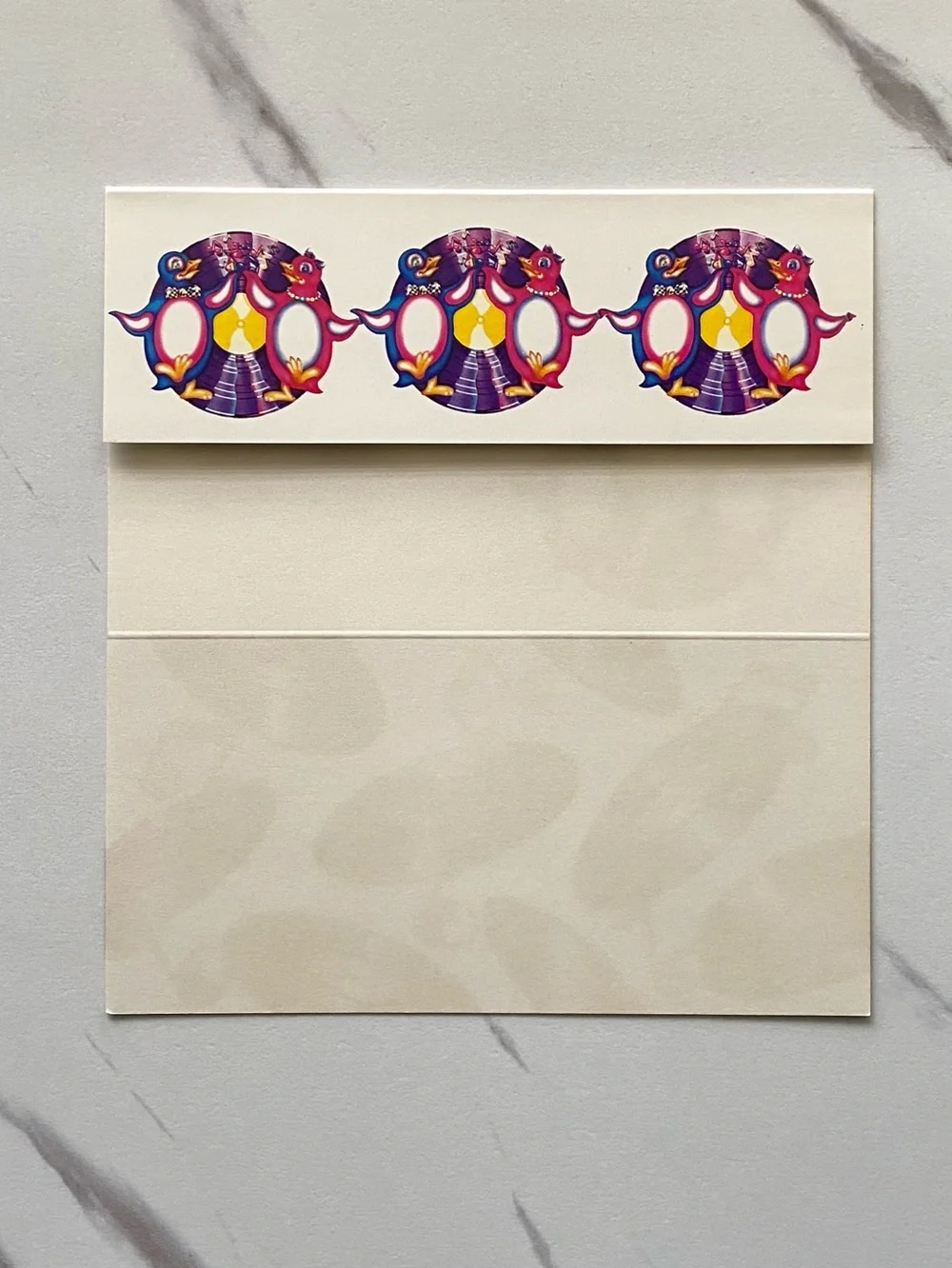 VTG Lisa Frank penguins and records unfolded postalettes set of 5